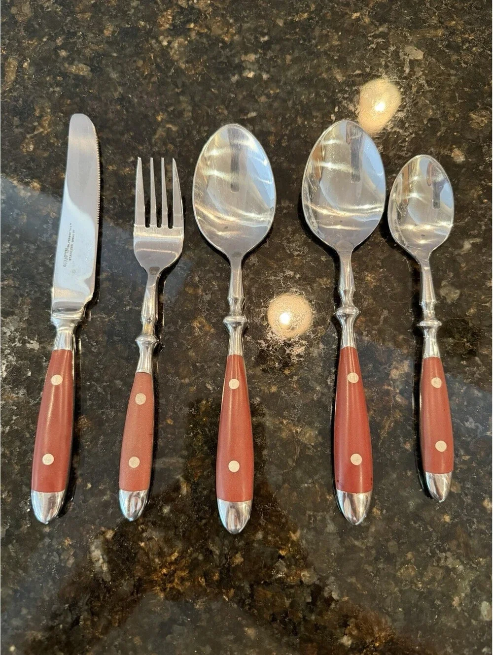 Hampton Silversmith Bistro Brown Handle 5 Pieces EUC